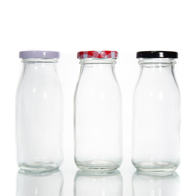 200Ml 250Ml 350Ml 500Ml 1000Ml Transparent Glass Milk Bottle With Metal Lid