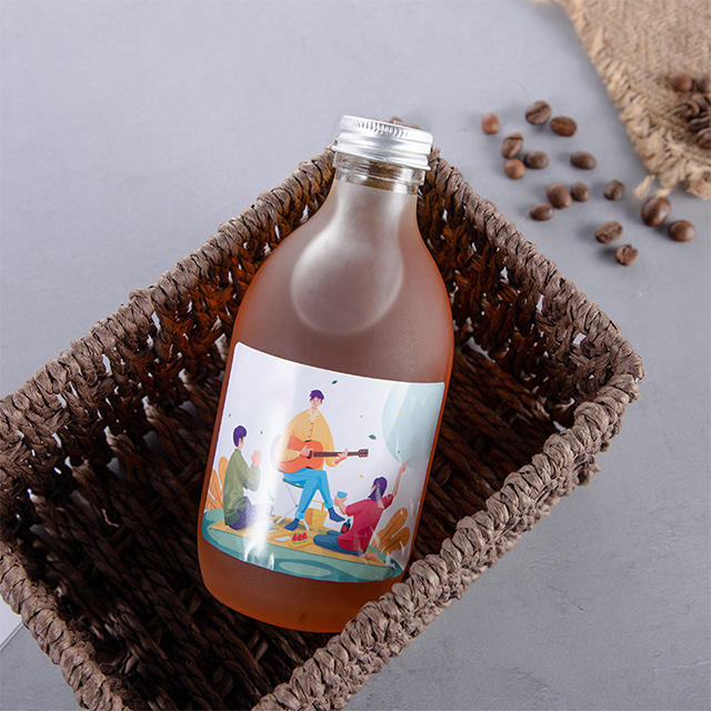 250ml 300ml Transparent Frosted Glass Fruit Wine Bottle with Aluminum Cap