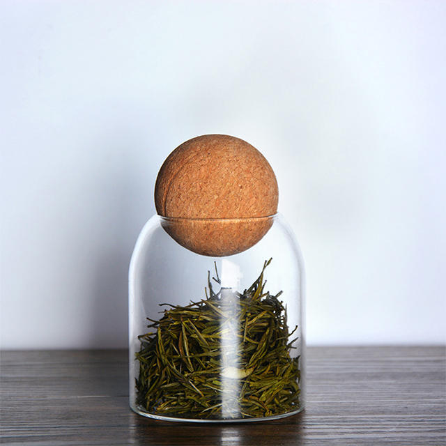 500ml 700ml 1000ml Clear Glass Storage Jar with Spherical Cork Lid
