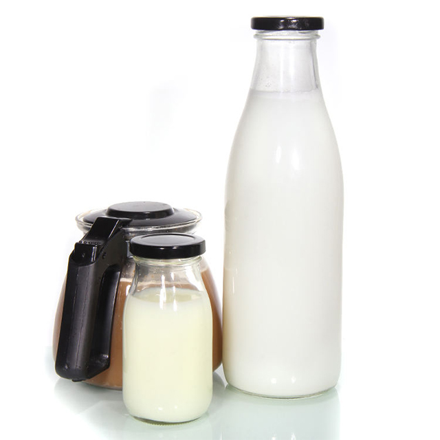 200Ml 250Ml 350Ml 500Ml 1000Ml Transparent Glass Milk Bottle With Metal Lid