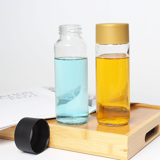 Empty Glass Juice Water Drink Bottle with Plastic Lid
