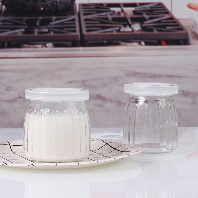 100ml 150ml 200ml Vertical Striped Pudding Jar with Lid