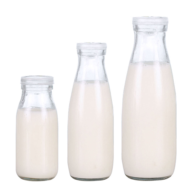 250ml 500ml 1000ml Drinking Beverages Milk Bottle With Plastic Tinplate Lid