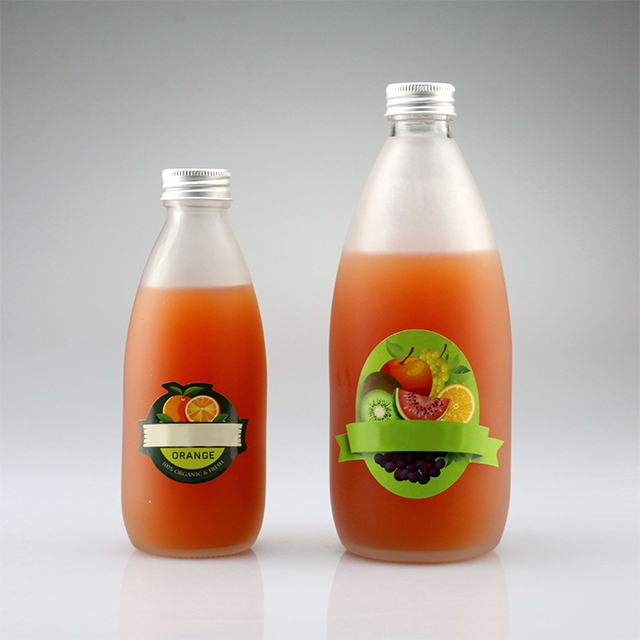 250ml 500ml Clear Frosted Glass Milk Tea Juice Drink Bottle with Aluminum Lid
