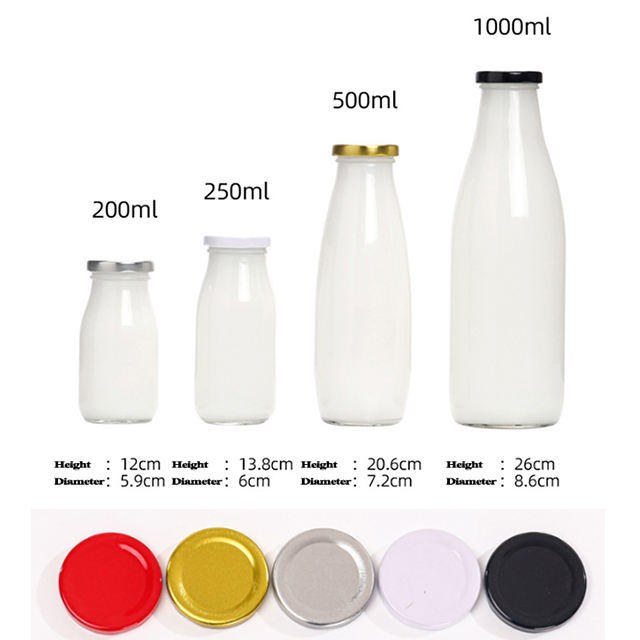 6oz 8oz 16oz 32oz Transparent Glass Milk Bottles with Tin Lid