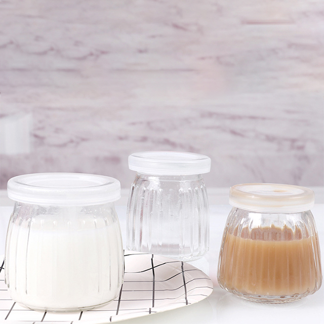 100ml 150ml 200ml Vertical Striped Pudding Jar with Lid