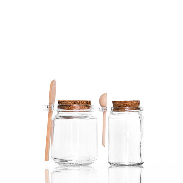 100ml 250ml Airtight Glass Jam Jar with Wooden Spoon
