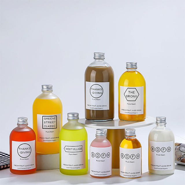 150ml 280ml 350ml Frosted Transparent Coffee Enzyme Milk Tea Juice Beverage Bottle with Aluminum Cap