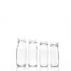 16oz Empty Clear Glass Milk Juice Drinking Bottles With Plastic Lid