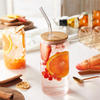 350ml 550ml High Borosilicate Glass Juice Cold Drink Cup with Bamboo Lid