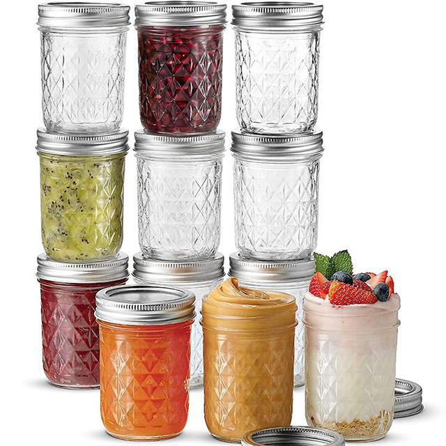 100ml 200ml 250ml 300ml 350ml 500ml 650ml Diamond Mason Jar with Aluminum Lid