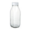 16oz Clear Glass Milk Bottle with Plastic Lid