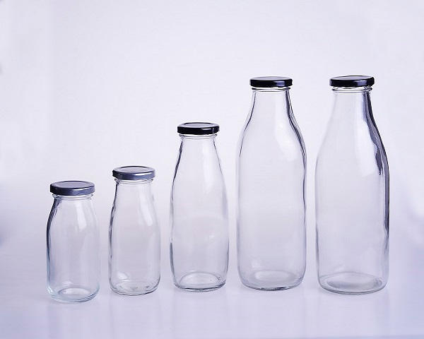 Milk Glass Bottle with Metal Lid
