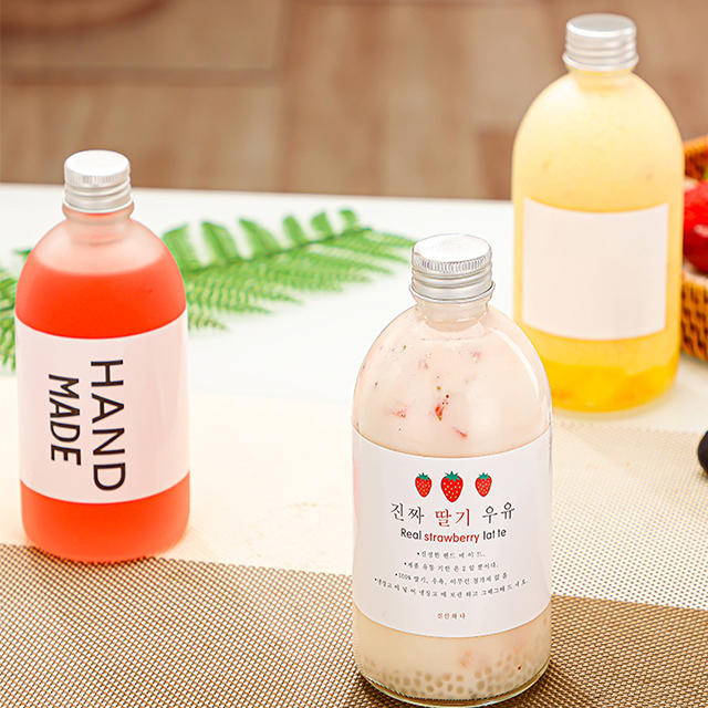 350ml 500ml Cold Brew Coffee Milk Tea Glass Beverage Bottle with Lid