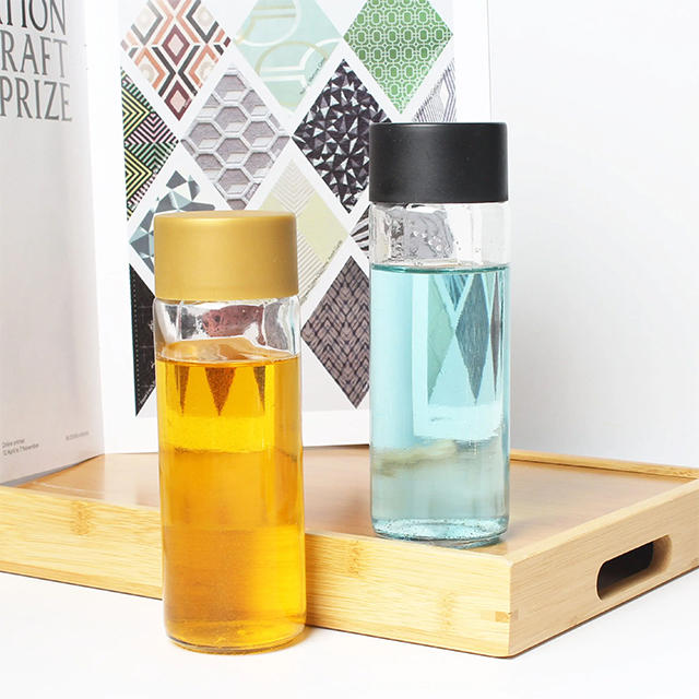 Empty Glass Juice Water Drink Bottle with Plastic Lid