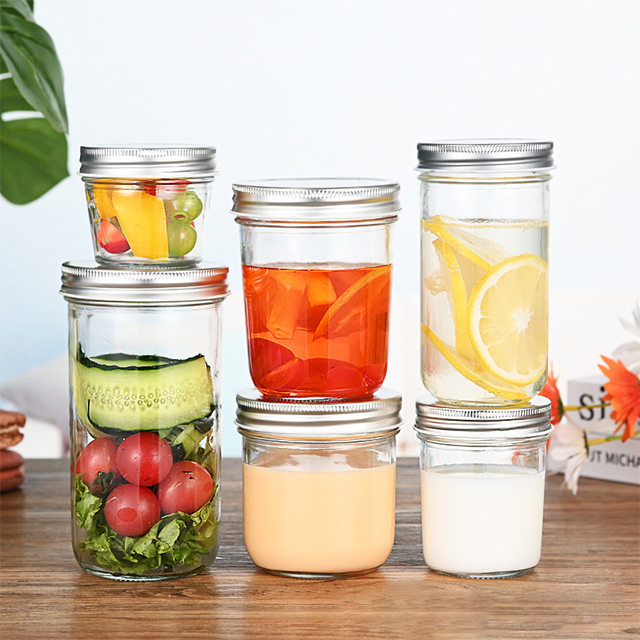 150ml 200ml 280ml 350ml 500ml 650ml Clear High White Glass Mason Jar with Lid