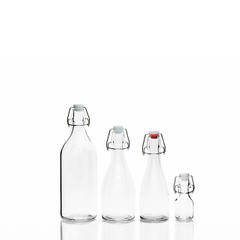 250ml 500ml 1000ml Sealed Clip Clear Glass Drink Fruit Wine Bottle