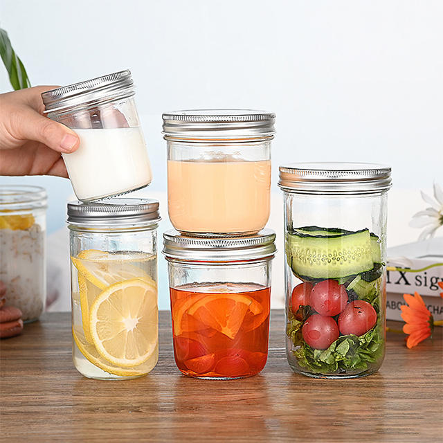 150ml 200ml 280ml 350ml 500ml 650ml Clear High White Glass Mason Jar with Lid