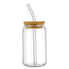 350ml 550ml High Borosilicate Glass Juice Cold Drink Cup with Bamboo Lid