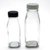 16oz Empty Clear Glass Milk Juice Drinking Bottles With Plastic Lid