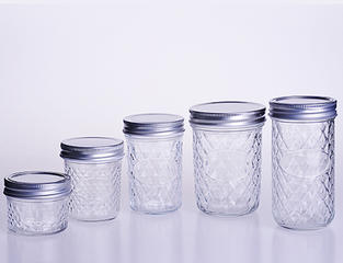 Diamond Surface Glass Mason Jar with Metal Lids