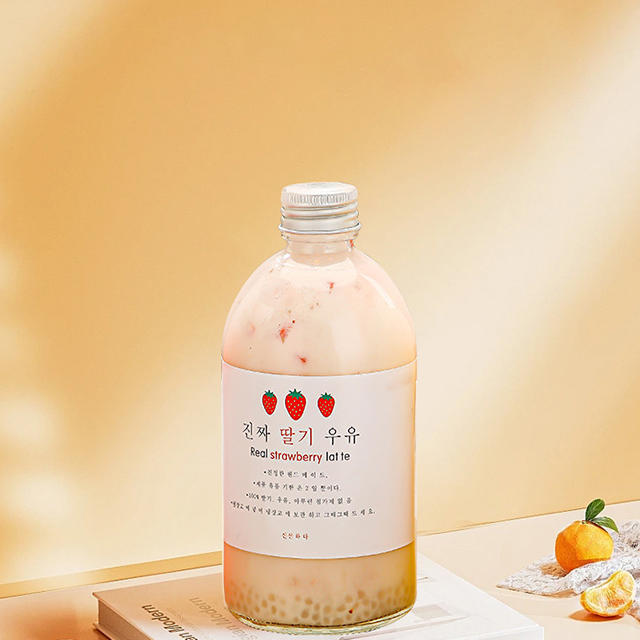 350ml 500ml Cold Brew Coffee Milk Tea Glass Beverage Bottle with Lid