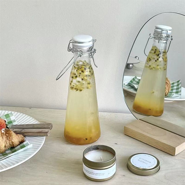 500ml 1000ml Buckle Glass Enzyme Fruit Juice Milk Bottle