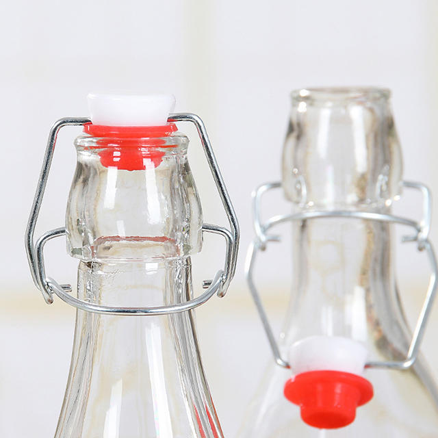 250ml 500ml 1000ml Sealed Clip Clear Glass Drink Fruit Wine Bottle