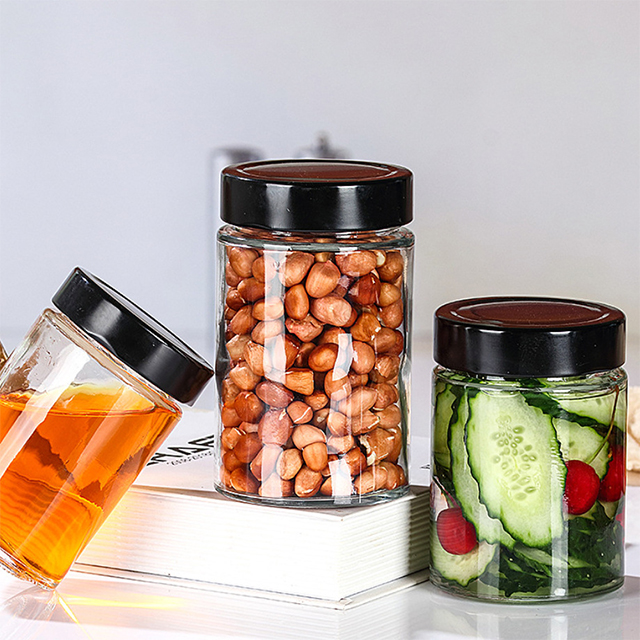 280ml 550ml 750ml 1000ml Transparent Sealed High Lid Glass Pickle Jar