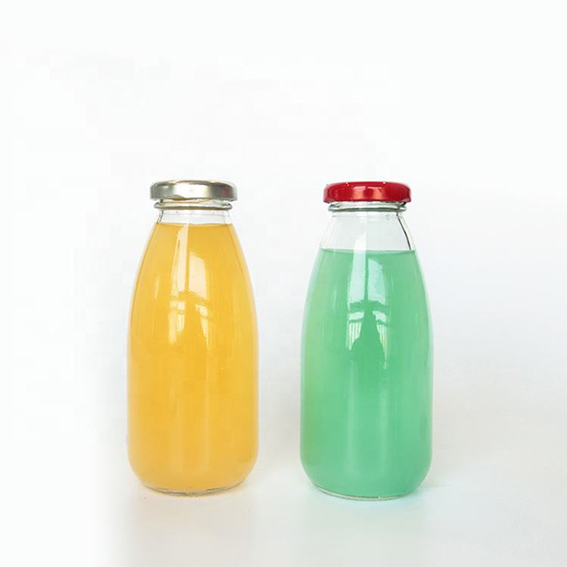 200ml 250ml 500ml Clear Round Glass Milk Bottle with Metal Lid