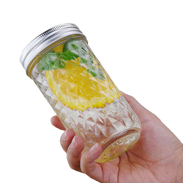 100ml 200ml 250ml 300ml 350ml 500ml 650ml Diamond Mason Jar with Aluminum Lid