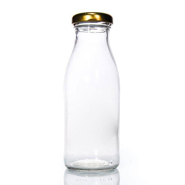 4oz 8oz 16oz Round Clear Glass Bottle for Water Juice Milk Coffee