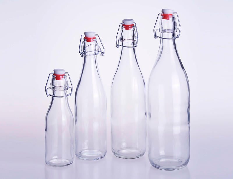 Airtight Round Glass Bottle with Clip Top