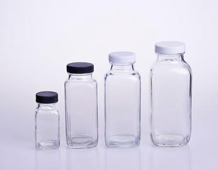 French Square Milk Glass Bottle