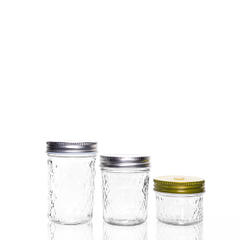 250ml 300ml 350ml 500ml 650ml Diamond Glass Mason Jar with Aluminium Lid