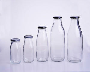 Milk Glass Bottle with Metal Lid