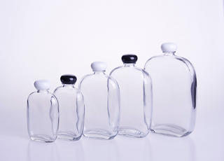 Flat Round Juice Beverage Glass Bottle