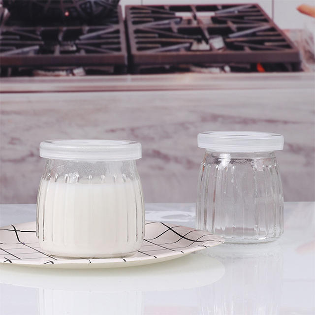 100ml 150ml 200ml Vertical Striped Pudding Jar with Lid