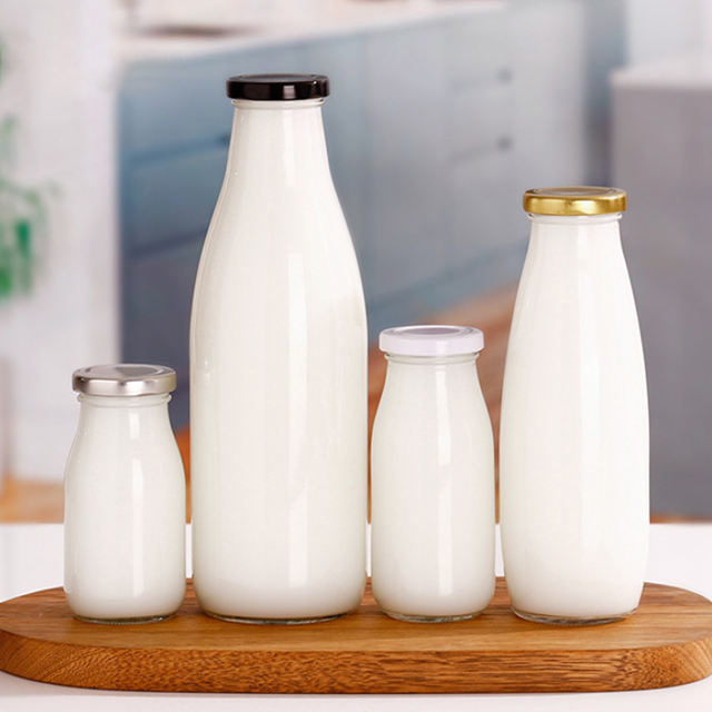 6oz 8oz 16oz 32oz Transparent Glass Milk Bottles with Tin Lid
