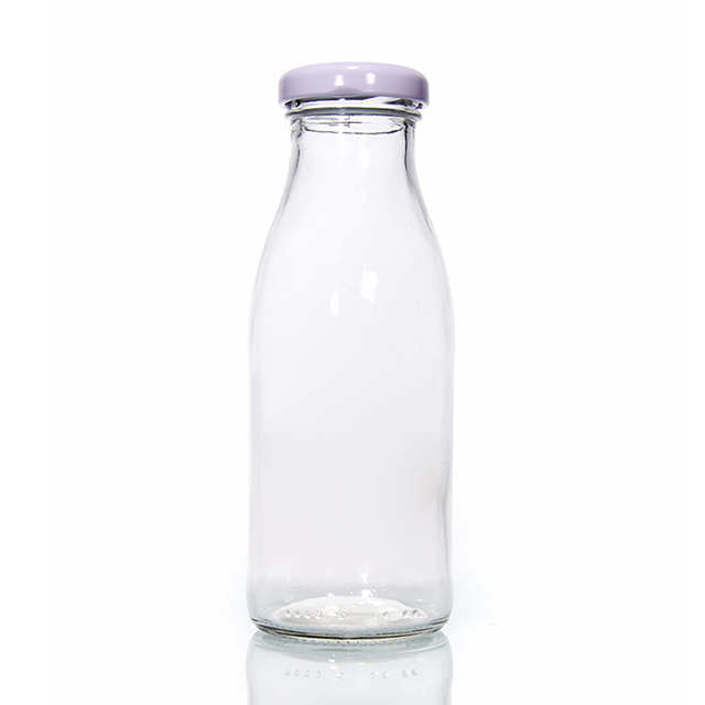 4oz 8oz 16oz Round Clear Glass Bottle for Water Juice Milk Coffee