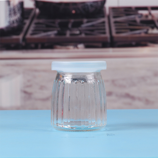 100ml 150ml 200ml Vertical Striped Pudding Jar with Lid